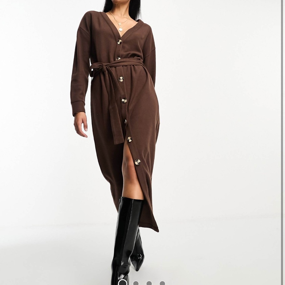 ASOS super soft button up maxi cardigan belted dress